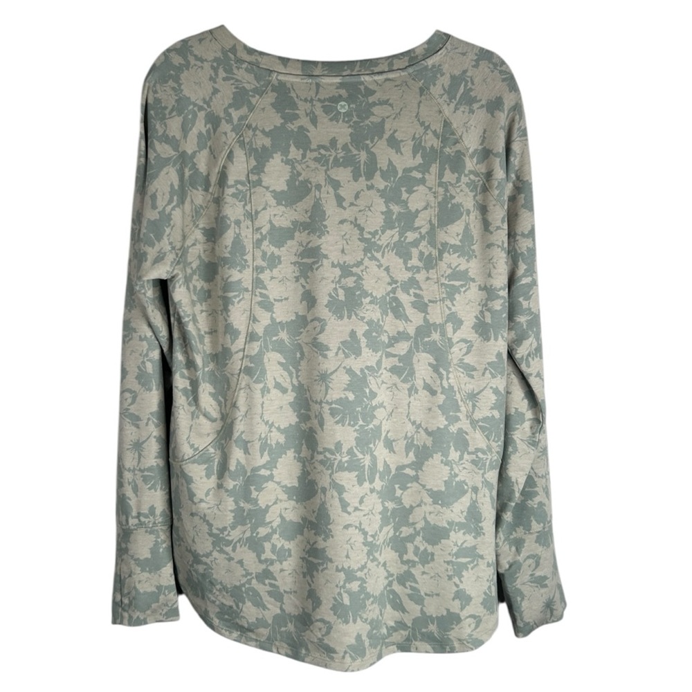 RBX Green Floral Athletic Athleisure Long Sleeve Top with Thumbnails Size Large